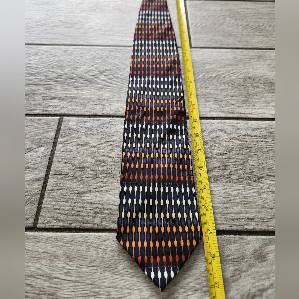 Giorgio Brutini Mens Necktie Tie Black Geometric 100% Silk Luxury 57